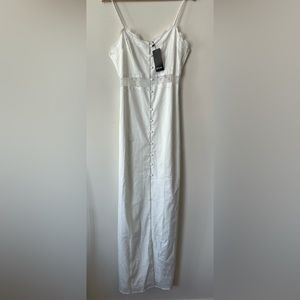 💰5$ OFF - white satin with center slit